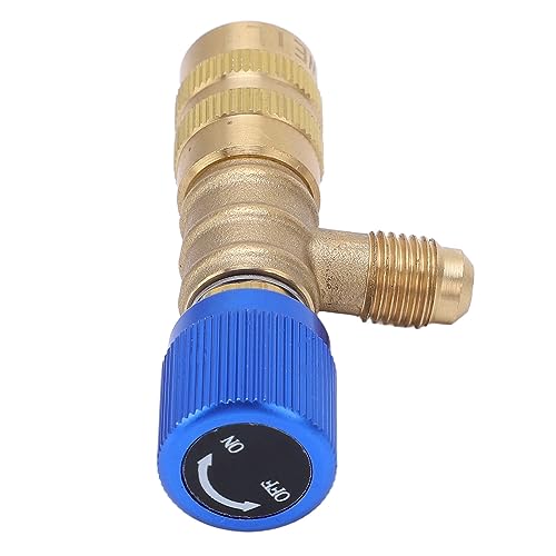 Válvula de carga de refrigerante, 2 piezas, adaptador de seguridad de latón con rosca de 1/4 pulgada para refrigerantes R22, R410, R134A y R404 miniatura 4