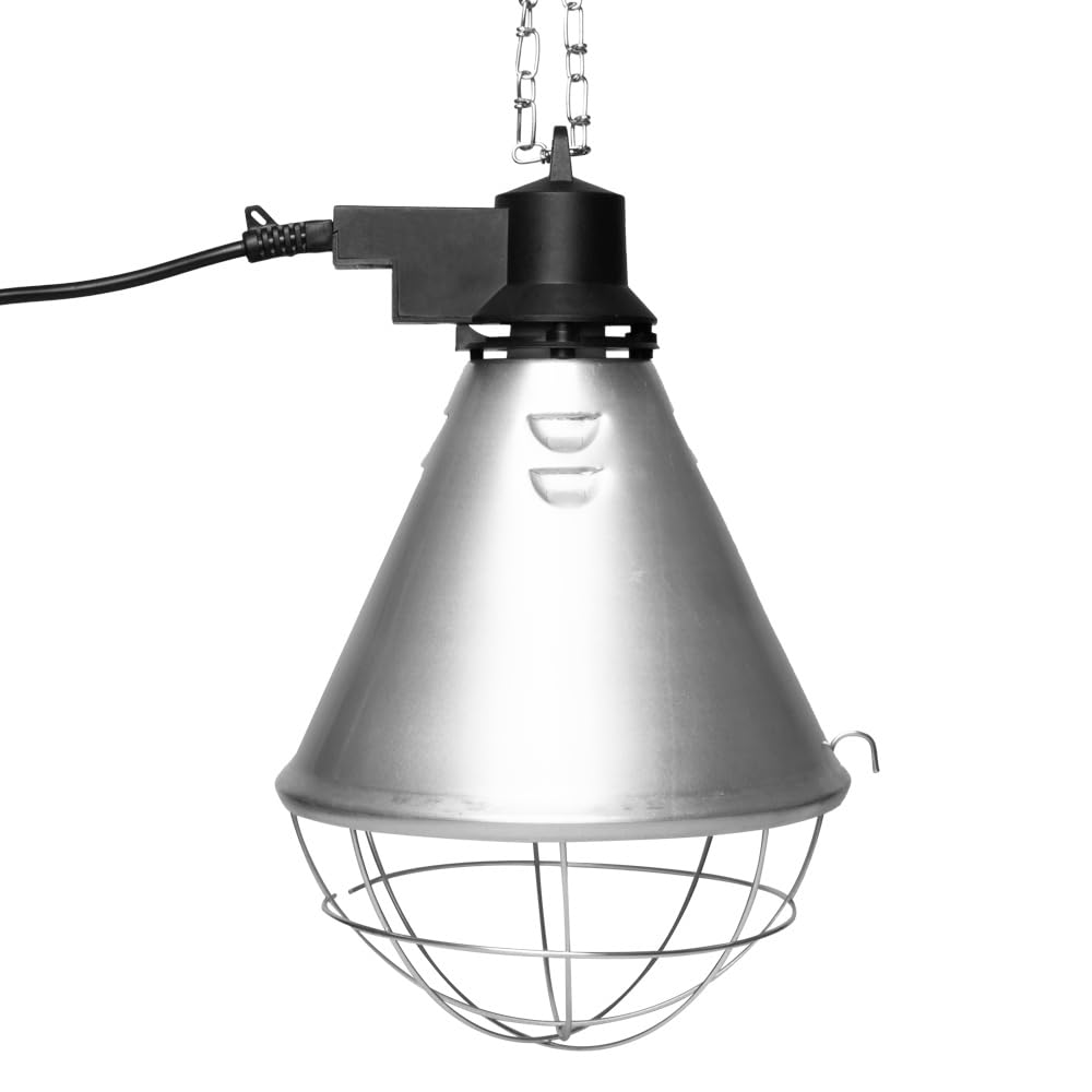 NCC-Licht BR125 - Lámpara de cría de calor, luz roja infrarroja, 150 W, color rojo, para animales, gallinas, cerditos, cesta protectora de 2,5 m, cable y conector