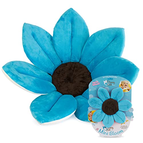 Image of Blooming Bath Baby Bath Seat - Baby Tubs for Newborn Infants to Toddler 0 to 6 Months and Up - Baby Essentials Must Haves - The Original Washer-Safe Flower Seat (Original, Blue + Scrubbie)
