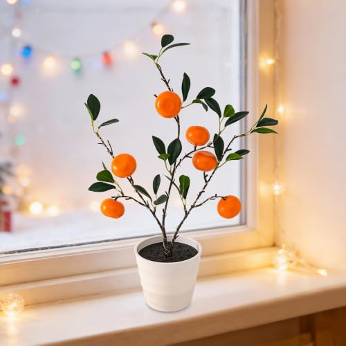 Image of LED Orange Tree Lamp, 20.4 inch Lighted Artificial Orange Plant with Warm Glow