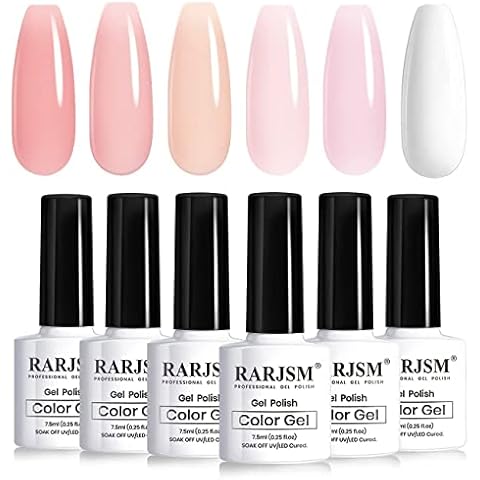 RARJSM Sheer Jelly Pink Gel Nail Polish Set Cover
