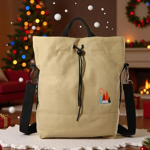 Image of Women Canvas Tote Handbags Casual Shoulder Work Bag Crossbody Bag with Sunshine Embroidery