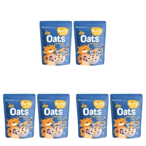 Image of Slurrp Farm Rolled Oats, 100% Natural Wholegrain, High Protein & Fiber, Healthy Food with No Added Sugar, Breakfast Cereal, Healthy Snack, Dalia Porridge, Made for Kids, 500g X 2 (Pack of 3)