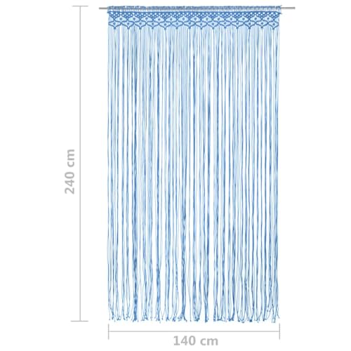 Rideau macramé bleu 140x240 cm en coton avec brise-vue pour salon - 5