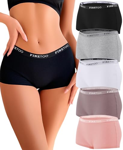 FINETOO Boyshort Underwear for Women Cotton Boxer Briefs Full Coverage Ladies BoyShorts Panties...