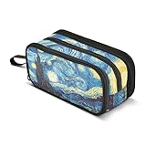 Sletend Large Capacity Starry Sky Pen Marker Case Storage Oil Painting 3 Compartment Multifunctional Pencil Cosmetic Case