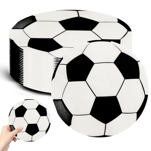 Lot de 20 Serviettes Football,Décoration Fête Football,Déco de Table,Football Serviettes en Papier,33 * 33cm,pour les Fêtes, les Anniversaires, les...