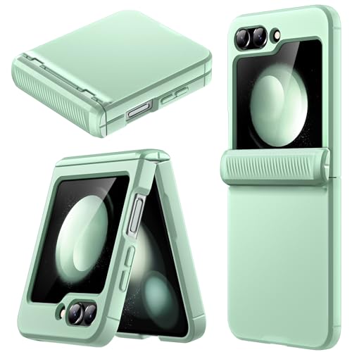 JETech Funda para Samsung Galaxy Z Flip 5 2023 con Protectora Bisagras, Carcasa Protección Escabrosa y Pesada PC Dura, Antihuellas Acabado Mate (Verde Menta)