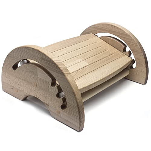 Fußstütze aus Holz - verstellbar | Fußhocker - Fußbank Schreibtisch | Fußablage | Hochwertiger Fußständer Cover