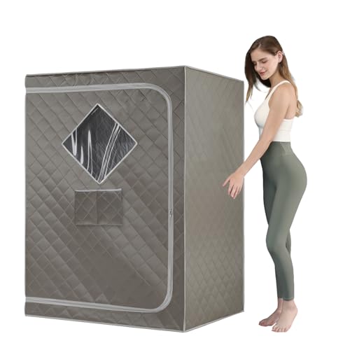 ZONEMEL Full Size Sauna Tent, Portable 1 or 2 Person Full Body Home Spa for Relaxation, Detox, Steamer not Included (L47.24 x W31.5 x H63,Dark Grey) -  9012