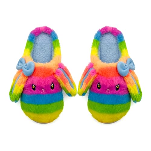 Bunny Animal Slippers for Women and Men, Cute Bow Fuzzy Fluffy Comfy Plush Cartoon Woman Preppy Funny Furry Rabbit Pillow Cloud Home Bedroom House Slipper for Womens Indoor and Outdoor2