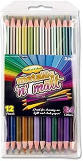 Premier Stationery World of Colour Double-Headed Colouring Pencils, Ideal for Light & Dark paper, Metallic n' Matt Drawing Pencils, Art and Crafts for Kids (Pack of 12 Pencil Set-24 Colours Craft Set)