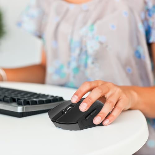 Ratón de computadora negro para biblioteca con diseño ergonómico de 6 teclas 4