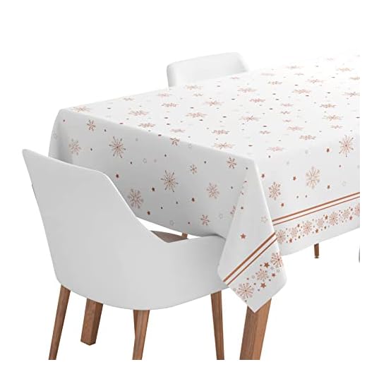 1 Unidad - Rollo Mantel de Navidad de 120 x 500 cm Color Blanco y Oro Rosa con Estampado de Copo de Nieve. Rollo Papel Navidad, Mesa Navidad, Decoración Navidad, Mesa Decoración Navidad.