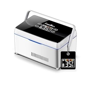 Insulin Cooler Case portable Diabetic cooler Box Upgraded Fahrenheit temperature LED display screen Keeping Cooling 35℉ ~ 46 ℉ with handle & alarm USB Chargerable(L)