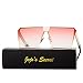 JOJO'S SECRET Oversized Square Sunglasses Metal Frame Flat Top Sunglasses JS009 (Gold/Transparent red, 2.48)