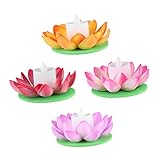Lanterne à eau : ces bougies LED peuvent être utilisées sans se soucier des flammes, sans aucun risque d'incendie ou de brûlure, sans danger pour les familles avec des animaux ou de jeunes enfants, décor de fleur de lotus