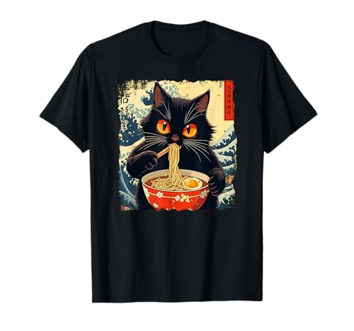 Nouilles de Ramen Japonais Manga Ramen Kawaii Chat T-Shirt