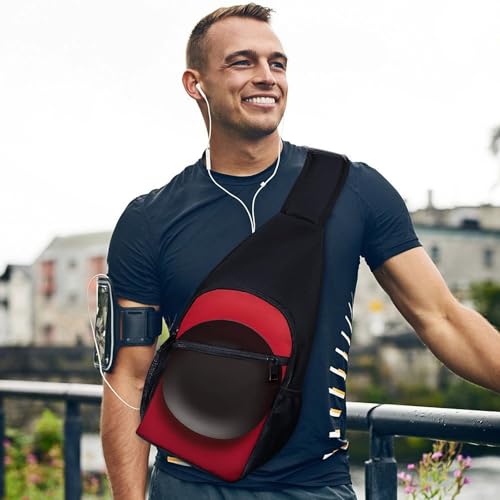Bolso cruzado pequeño para mujer y hombre rojo y negro miniatura 6