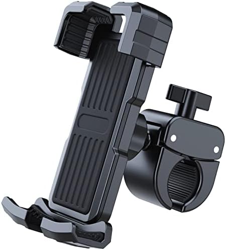 Strong Phone Holder for Bike or Motorcycle,Motorcycle Handlebar Mount,Mountain Bicycle Cellphone Clamp，Scooter Phone Clip,Cycling Motorcycle Accessory Mounts for Cellphones (Black)