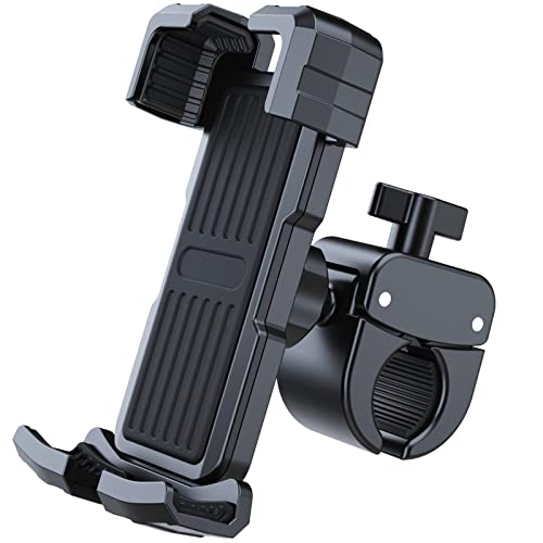 HouDeOS Motorcycle Phone Mount, Black, Compatible with iPhone and Samsung Galaxy, Easy Mounting System