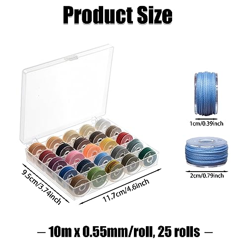LUBOXIN 25 Rolls Waxed Cord 0.55 mm x 10 m Colourful Waxed Threads Polyester Cord Wax Cord for Jewellery Making Waxed Cotton Cord with Box for Bracelets DIY Crafts Macrame Leather Sewing - Image 2