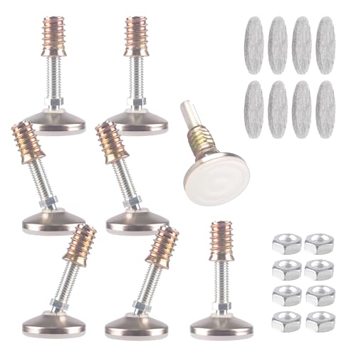 HUAYY Furniture Levelers Swivel Feet,Angle Height Adjustable(3/8-16 Nut Inserts Kits-8 Sets),Heavy Duty Leveling Legs for Table Chairs Cabinets Sofa,with High-Density Self-Adhesive Felt Pads