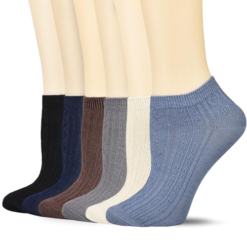 Mcool Mary Women's No Show Socks Low Cut Non-Slip Comfy Cotton Casual Ankle Short Socks for Girls 6 Pack