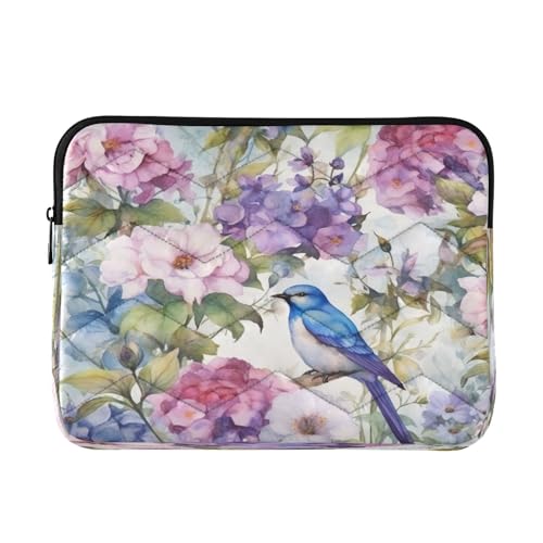 Funda para portátil 13-14 pulgadas flores y pájaros impermeable miniatura 1