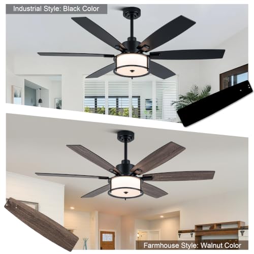 Image of 60 inch Modern Ceiling Fan with Lights Remote Boho Caged Ceiling Fan | APP Remote Control Black Industrial Fandelier, 3CCT Dimmable Chandelier LED Light Fixture, Reversible for Living Room Bedroom