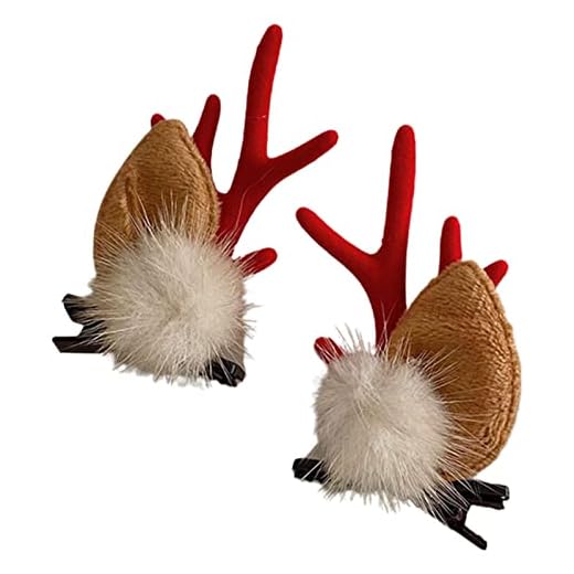 B/A Hjort horn kostym, ren hår klämmor, jul pannband, jul söta små horn huvudbonad med röda frukter svampdekoration, älvhårklämmor semester hårnålar till julfest