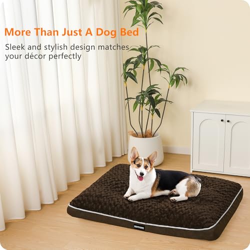 HMTOPE Orthopädisches Hundebett, Hundematte im Doppelstock-Design, Waschbar Hundekissen, Abnehmbar Hundekorb, 90 cm für Kleine bis Mittelgroße Hunde, Braun