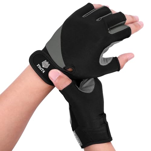 Image of FitsT4 Sports Half Finger Padded Palm Gloves for Diving, Sailing, Jet Skiing, Stand-UP Boarding, Kayaking and Water Skiing, Suitable for Men&Women&Youth