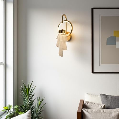 Image of Glowave Golden Modern Acrylic Light Spiral Design Wall Lamp Lighting Sconce for Living Room Bedroom Bedside - Tricolour (White, Warm White, Natural White) (B-42)