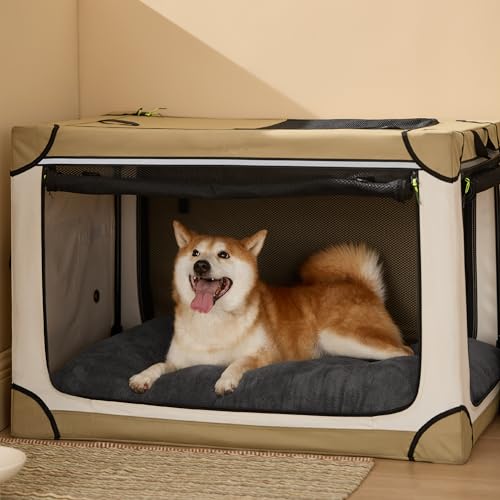 BEDSURE Hundebett Waschbar Groß - Hundekissen Bett Beruhigende Hundematratze mit Rutschfestem Boden, Warmes Kissen für Große Haustiere, Grau, 89x58x8cm