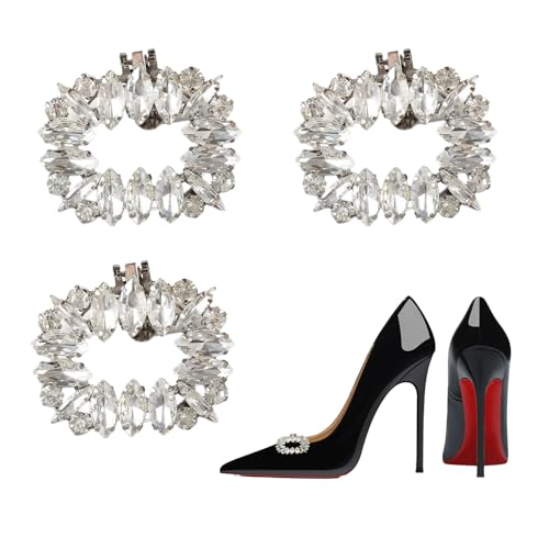 BrightGlow skoklämmor med kristallstrass avtagbar kristall skoklämma glitter skoplugg fashionabla skotillbehör elegant skohänge skotillbehör skotillbehör #silver 6 stycken