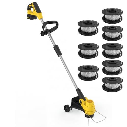 Weed Wacker Cordless, 20V Battery Powered String Trimmer Grass Trimmer, 8 Pcs Spools Line, 12''...