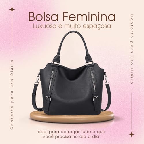 Bolsa Feminina em Couro PU Grande de Ombro para Mulheres Luxuosa e Versátil, Espaçosa e Estilosa, Id