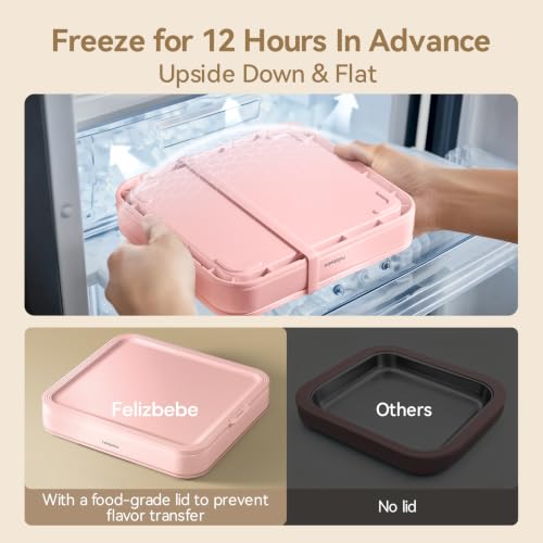 Image of Rolled Ice Cream Maker, Felizbebe Instant Ice Cream Roller Tray with Lid and 2 Spatulas, Food Grade Premium Stainless Steel Cold Plate No-electricity for Fun Family Activities, DIY Parent (Pink)