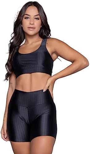 Conjunto Fitness Bella Fiore Modas Top Bojo Removível e Short New...