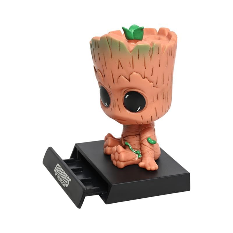 Image of Super Hero Action Figure Limited Edition Bobblehead with Mobile Holder for Car Dashboard, Office Desk & Study Table - Baby Groot