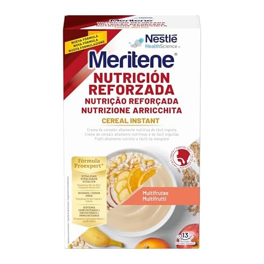 Meritene, Cereales Instantáneos en Polvo para Papilla, Sabor Multifrutas, Comida Preparada Nutritiva, Para la Alimentacion de Adultos con Disfagia y Dificultades para Masticar, 1 Sobre, 520 Gr
