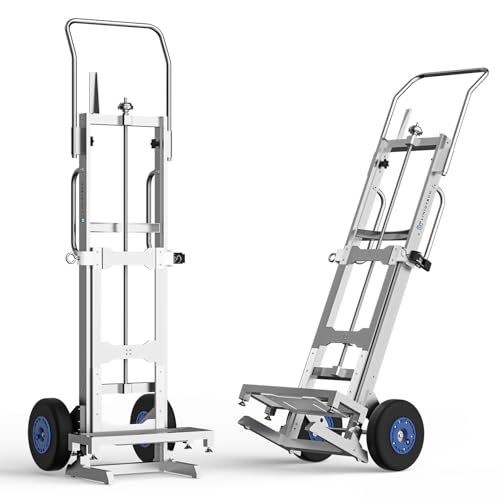 Adjustable Dolly Lift Hand Truck, 440 lb Capacity Drill-Powered Lift & Lower, No Electricity Required, Heavy Duty Moving Cart for Tesla Powerwall, Solar Batteries, Inverters, HVAC Equipment