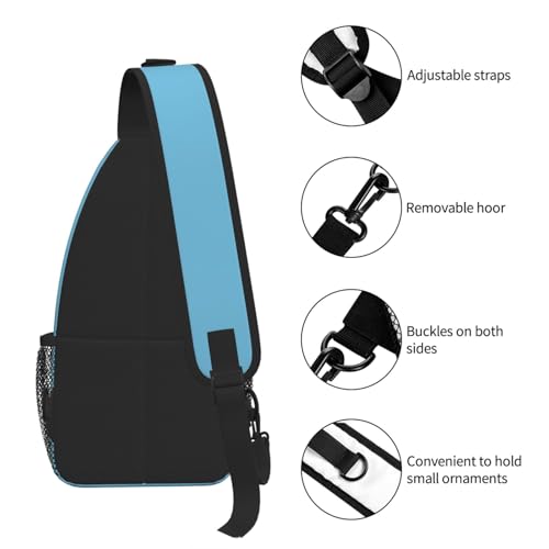 Image of SUPLUCHOM Sling Bag White Flower Blue Summer Hiking Daypack Crossbody Shoulder Backpack Travel Chest Pack for Men Women