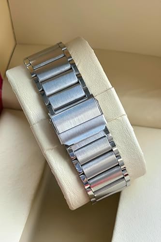 Image of AMERICANVIBER Men's Stainless Steel Watch, White Textured Dial, Analog Quartz Movement, Date Display, Water-Resistant, Silver Tone Bracelet for Men