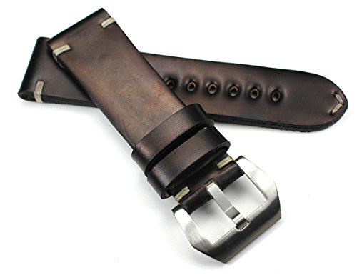 Bracelet Shell Cordovan RIOS1931 noir de qualité supérieure en 24 mm