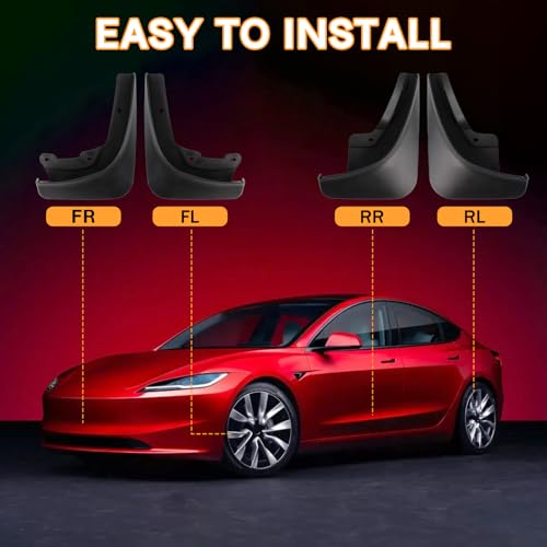 Image of Mud Flaps Mud Guards Replacement for 2024 Tesla Model 3 Front Mudflap and Rear Mudguard No Drilling Required 4pc Set