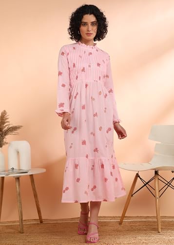 Image of Maaesa Women Floral Cotton Flared Dress