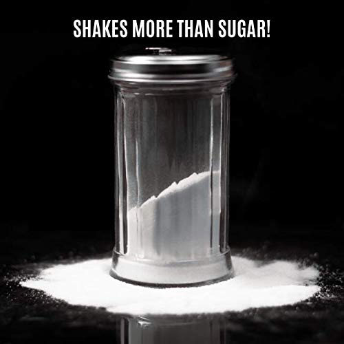 4 Pack of 12oz. Sugar Shaker | Glass Dispenser, Stainless Steel Lid & Pour Flap Spout | Restaurant Supplies by Back of House Ltd