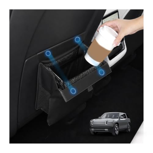 Image of for Car Trash Bag for 2027 Rivian R2 Rear Seat Hanging Trash Can with Magnetic Closure PU Leather Trash Bin Foldable Garbage Bag & Organizer